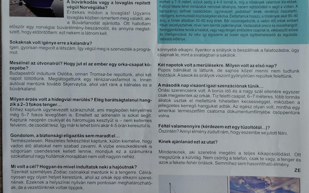 Megjelent egy cikk az orkás túránkról